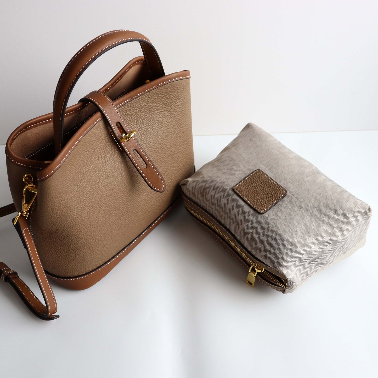 Genuine Leather Bucket Bag