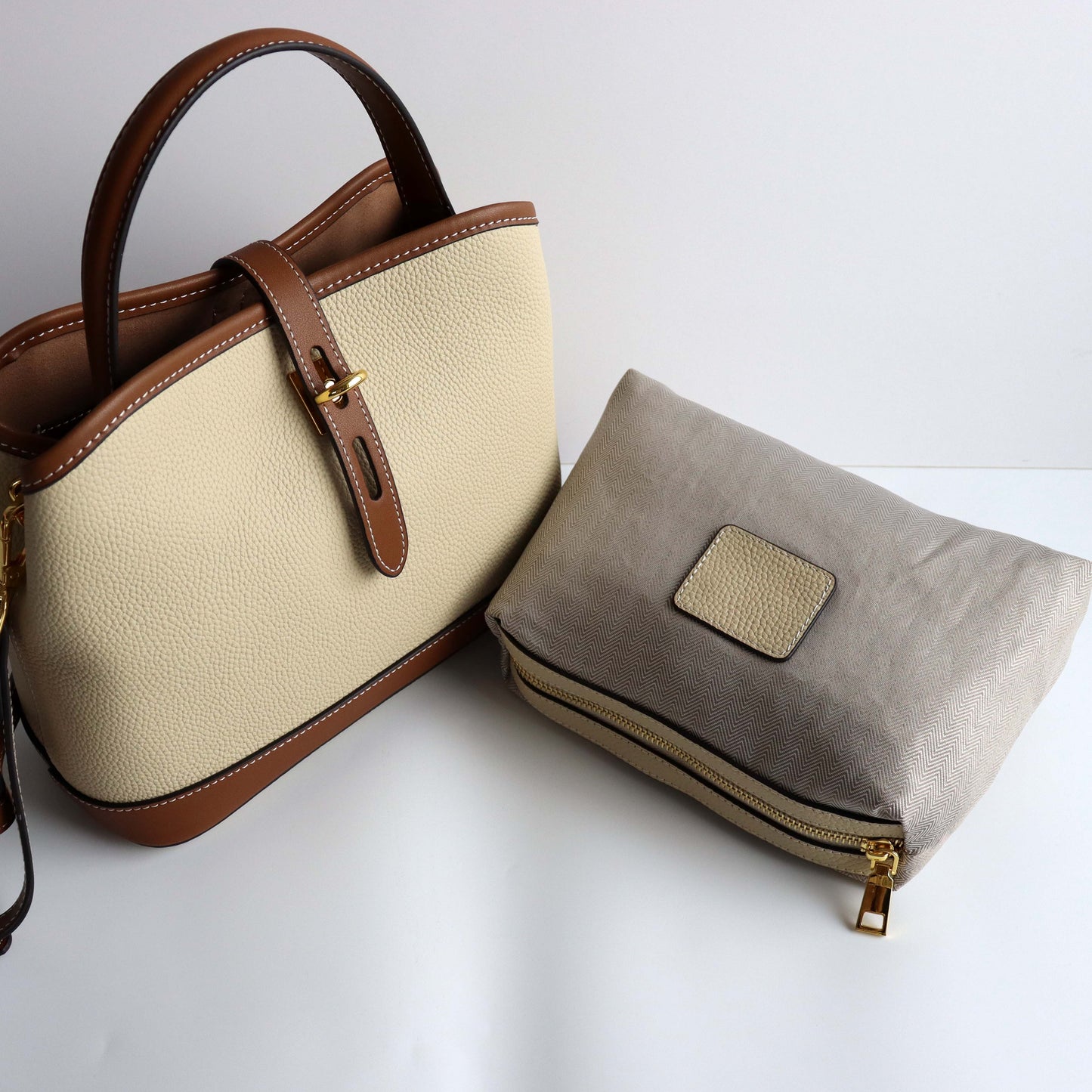 Genuine Leather Bucket Bag