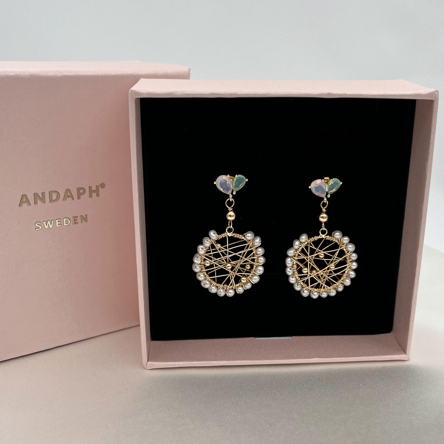 Genuine pearl dreamcatcher earrings