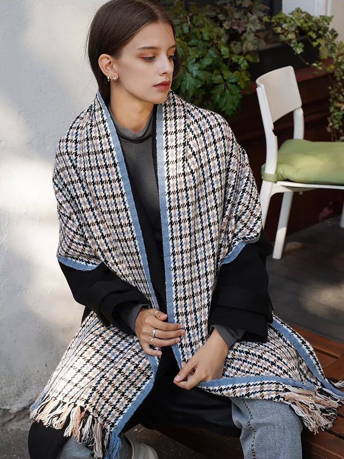Houndstooth Cashmere Scarf/Shawl