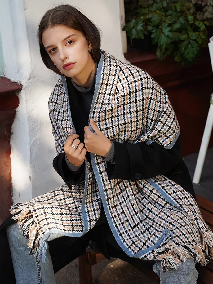Houndstooth Cashmere Scarf/Shawl
