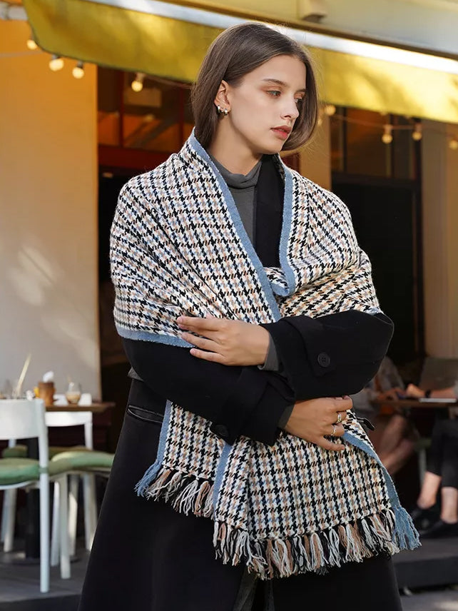 Houndstooth Cashmere Scarf/Shawl