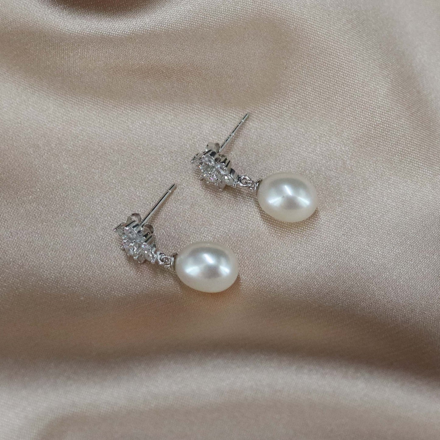 Genuine pearl snowflake drop earrings