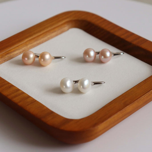 Genuine pearl hook earrings [short hook]