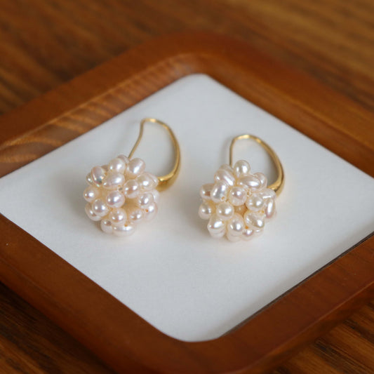 Genuine pearl hook earrings