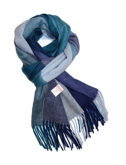 Cashmere and Wool Blend Shawl for women and men blue cross