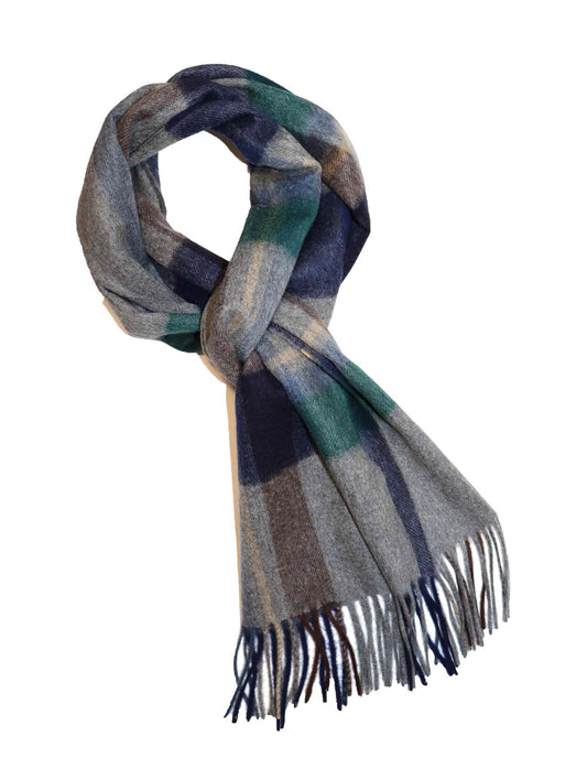 Plaid Cashmere Scarf grey for women men-cross