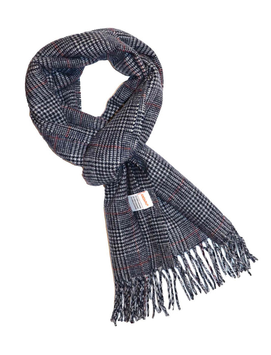 Plaid Cashmere Scarf in grey for women and men cross