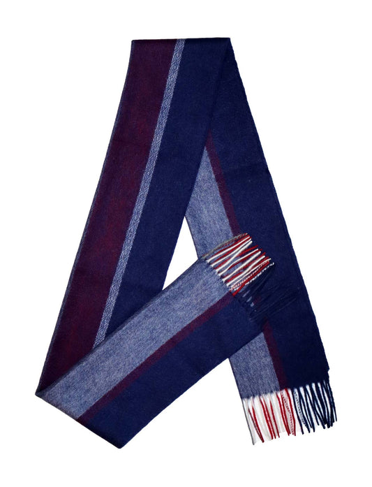 Striped Cashmere Scarf in navy blue for women and men A shape