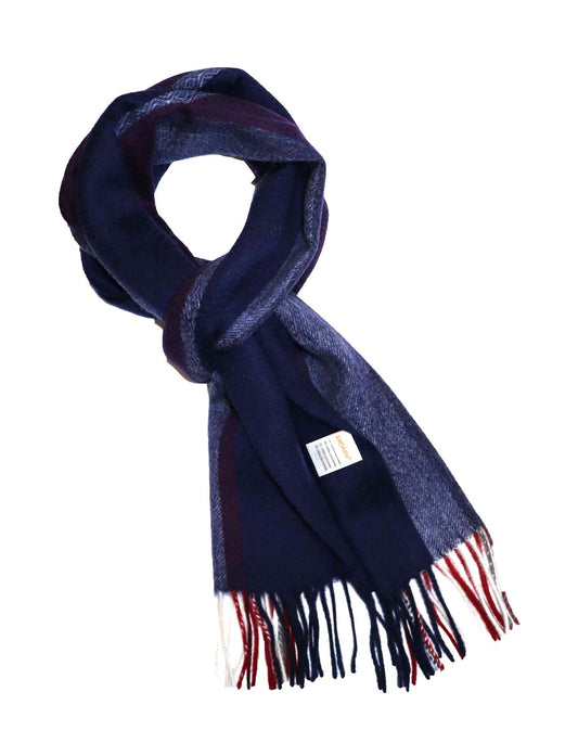 Striped Cashmere Scarf in navy blue for women and men cross